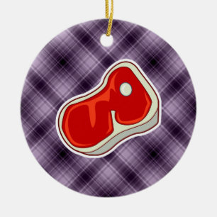 Paarse slagersteak keramisch ornament