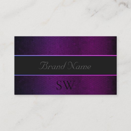 Paarse slang donkergrijs gekleurd met zwart monogr visitekaartje (Voorkant)