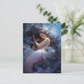 Paarse Slapen Zeemeermin Fantasy Kunst Briefkaart (Staand voorkant)