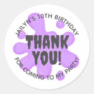 Paarse Slime Party Favor Sticker