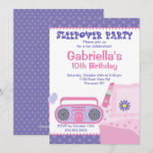 Paarse Slumber Party Fun Birthday Uitnodiging (Voorkant / Achterkant)