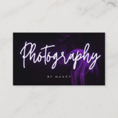 Paarse Smoke Neon Fotografie Script Visitekaartje (Voorkant)
