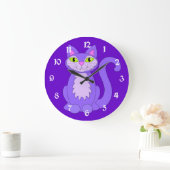 Paarse Snaggletooth Cat Clock Grote Klok (Huis)