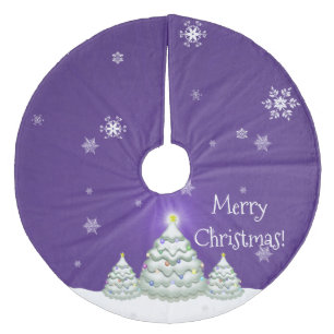 Paarse Sneeuw Kerstboom Vakantie Boom Kleed Fleece Kerstboom Rok
