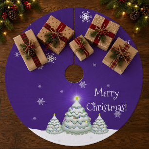 Paarse Sneeuw Kerstboom Vakantie Boom Kleed Fleece Kerstboom Rok