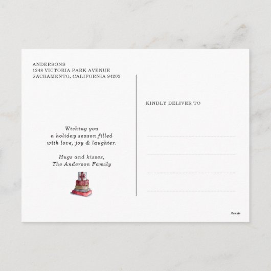 Paarse sneeuwbanden Geloof foto Feestdagenkaart (Achterkant)