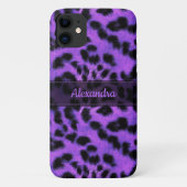 Paarse sneeuwblaashuidafdruk, naam op maat Case-Mate iPhone case (Achterkant)