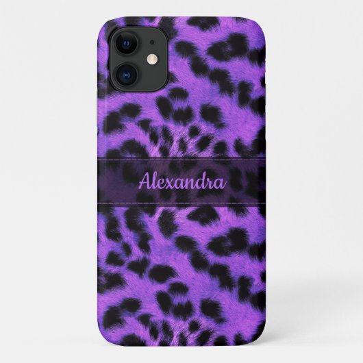 Paarse sneeuwblaashuidafdruk, naam op maat Case-Mate iPhone case (Achterkant)