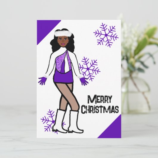 Paarse sneeuwdanseres vakantie Kaart (Staand voorkant)