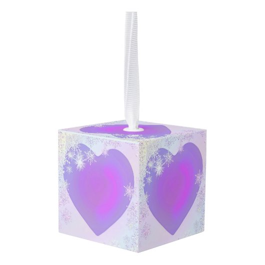 Paarse sneeuwvlok kubus ornament (Achter hoekig)