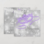 Paarse sneeuwvlok Masquerade Party Kaart (Voorkant / Achterkant)