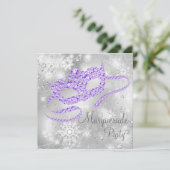 Paarse sneeuwvlok Masquerade Party Kaart (Staand voorkant)