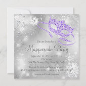 Paarse sneeuwvlok Masquerade Party Kaart (Achterkant)