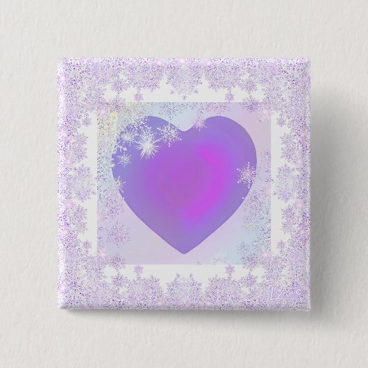 Paarse sneeuwvlok vierkante button 5,1 cm (Voorkant)