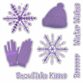 Paarse Sneeuwvlokken en Trui Sticker (Voorkant)