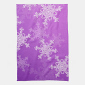 Paarse sneeuwvlokken kersthanddoek theedoek (Verticaal)