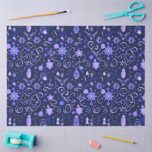 Paarse Sneeuwvlokken Kerstversiering Kerst Tissuepapier (Craft)