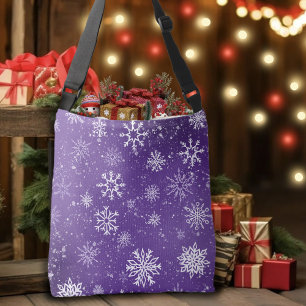 Paarse Sneeuwvlokken Patroon Magische Winter Vakan Crossbody Tas