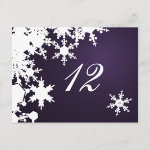 paarse sneeuwvlokken wintertrouwtafelzitjes briefkaart