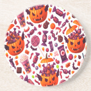 Paarse Snoep voor Dracula Gothic Halloween Zandsteen Onderzetter