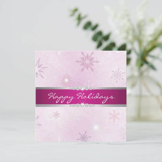 Paarse Snowflake Holiday Uitnodiging (Staand voorkant)