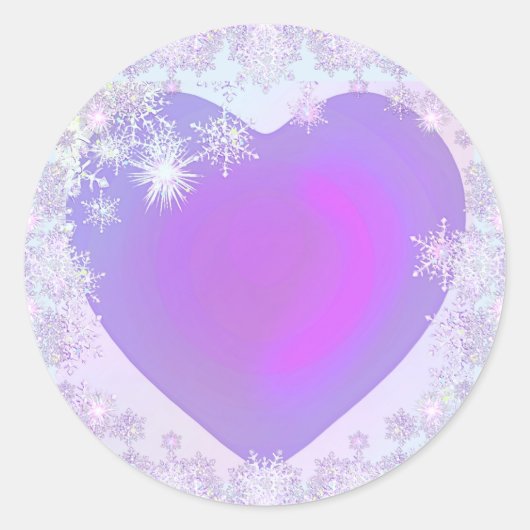 Paarse Snowflake Ronde Sticker (Voorkant)