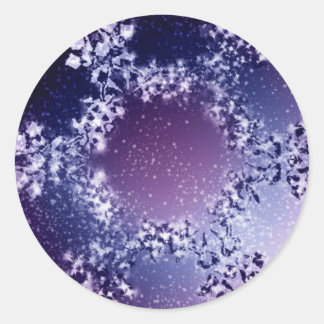 Paarse Snowflake Ronde Sticker