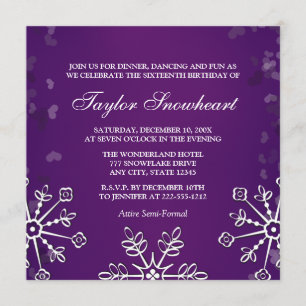 PAARSE SNOWFLAKE SWEET SIXTEEN BIRTHDAY KAART