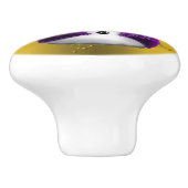 Paarse Snowman met Gold Kerstmis Keramische Knop (Zijkant)