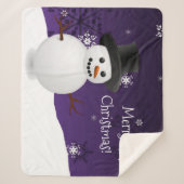 Paarse Snowman Winter Kerstmis Sherpa Blanket Sherpa Deken (Voorkant)