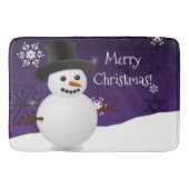 Paarse Snowman Winter Scene Kerstmis Mat (Voorkant)