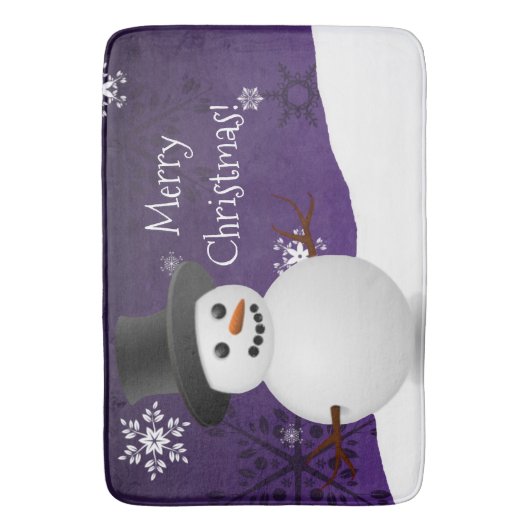 Paarse Snowman Winter Scene Kerstmis Mat (Voorkant Verticaal)