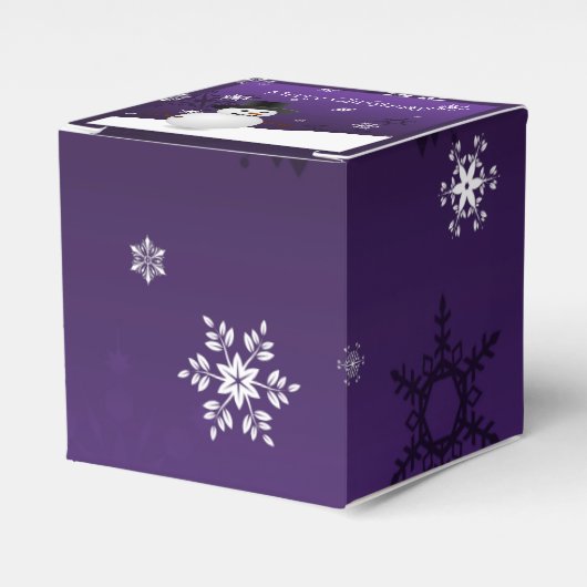 Paarse Snowman Winter Scenery-kerstfeestdoos Bedankdoosjes (Voorkant Zijde)