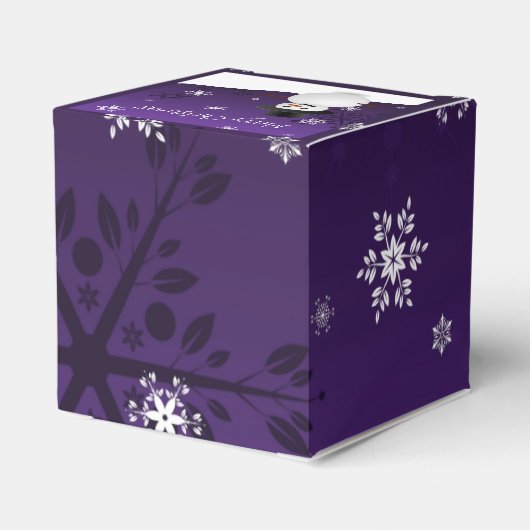 Paarse Snowman Winter Scenery-kerstfeestdoos Bedankdoosjes (Achterkant)