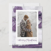 Paarse Snowy-fotokerstkaarten met handschrift Feestdagenkaart (Voorkant)