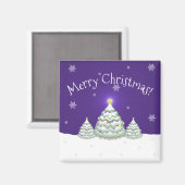 Paarse Snowy kerstboom Magnet Magneet (Voorkant / Achterkant)