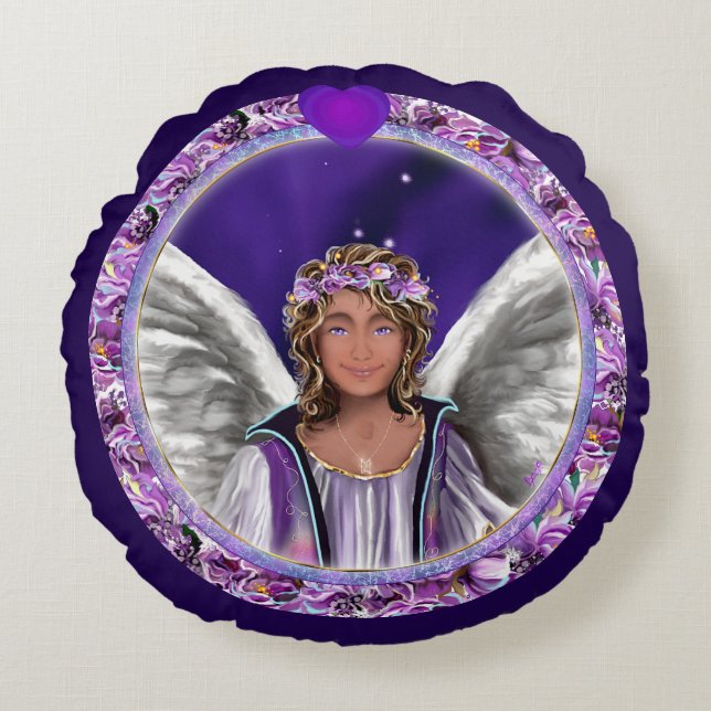 Paarse Soul Round Pillow Rond Kussen (Voorkant)