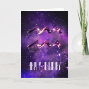 Paarse Space Aquarius Birthday Kaart