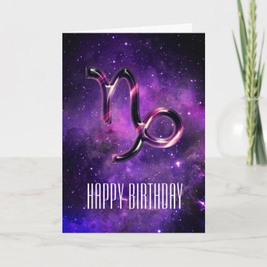 Paarse Space Capricorn Birthday Kaart (Voorkant)