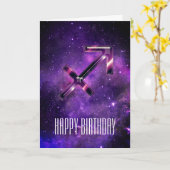 Paarse Space Sagittarius Birthday Kaart (Gele Bloem)