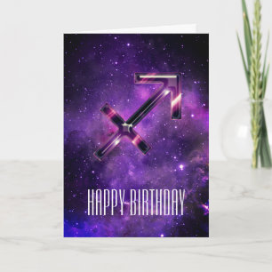 Paarse Space Sagittarius Birthday Kaart