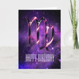 Paarse Space Virgo Birthday Kaart