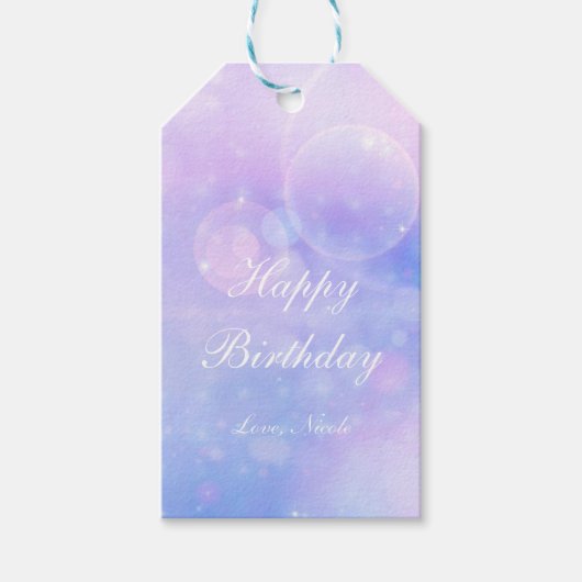 Paarse Spacey Lights Kosmische Galaxy Party Gift L Cadeaulabel (Voorkant)