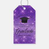Paarse Sparkle Afstuderen Aangepaste GraduPartij Cadeaulabel (Voorkant)