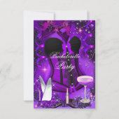 Paarse sparkle Celebration Bachelorette Invite Kaart (Voorkant)