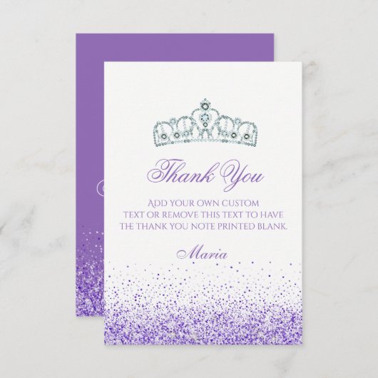 Paarse Sparkle Dank u kaarten (Voorkant / Achterkant)