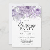 Paarse Sparkle Flowers Corporate Kerstparty Kaart (Voorkant)