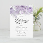 Paarse Sparkle Flowers Corporate Kerstparty Kaart (Staand voorkant)