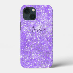 Paarse Sparkle Glitter Elegant Persoonlijk iPhone 13 Mini Hoesje