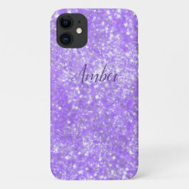 Paarse Sparkle Glitter Elegant Persoonlijk iPhone 11 Hoesje